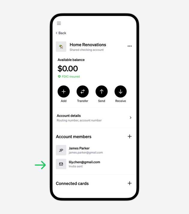 Adding a new account member by email