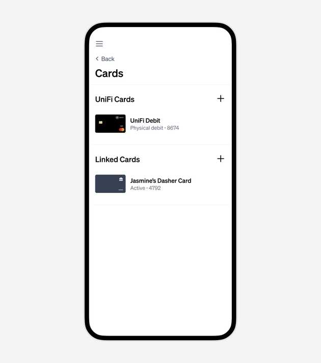 Cards tab