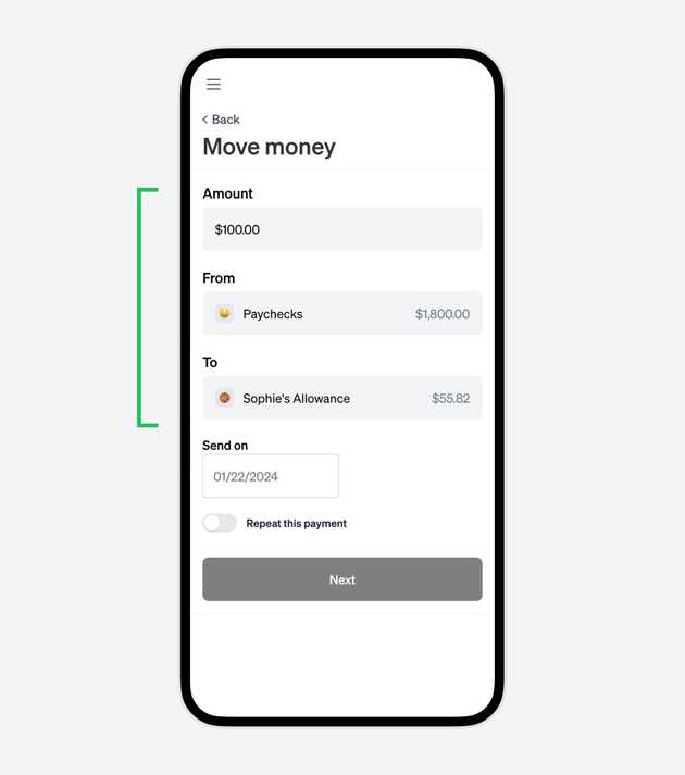 Move money screen