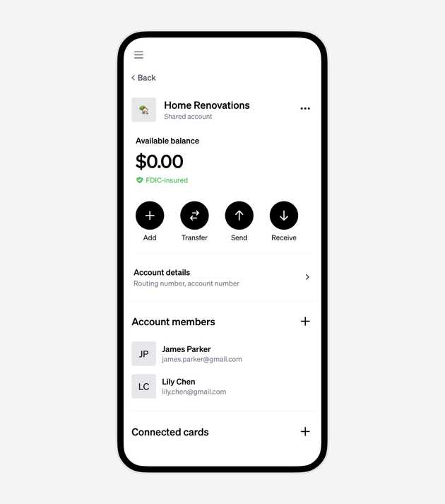 Shared account detail