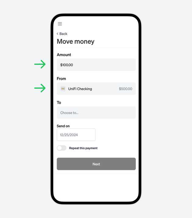 Choose amount to send