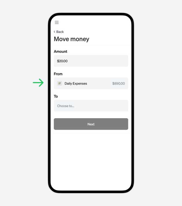 Choose the account to pay from
