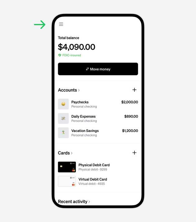 Revealing the navigation menu