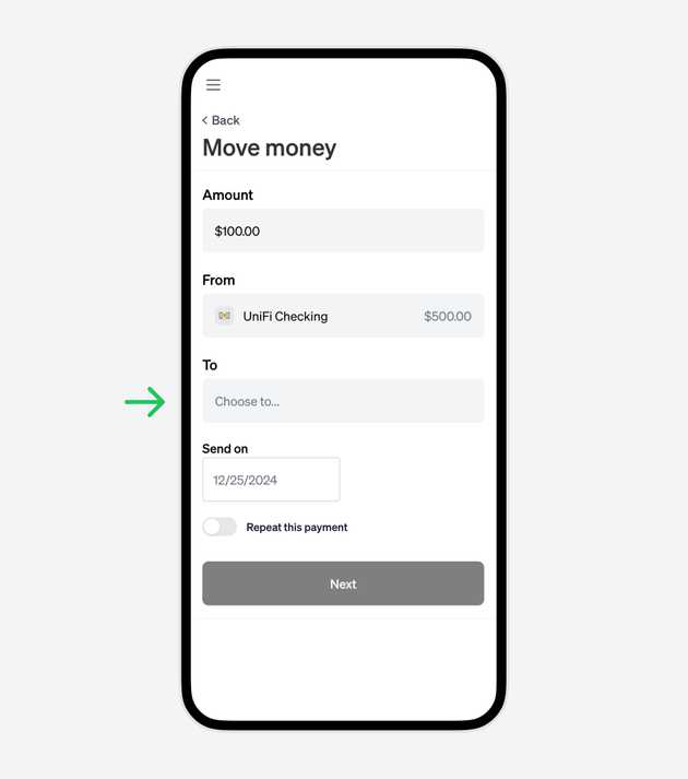 Click the dropdown to choose a recipient