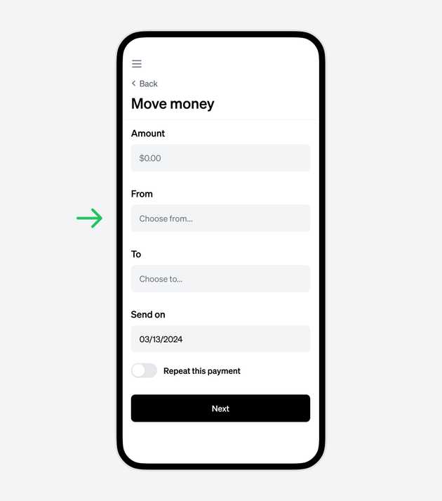 Move money screen
