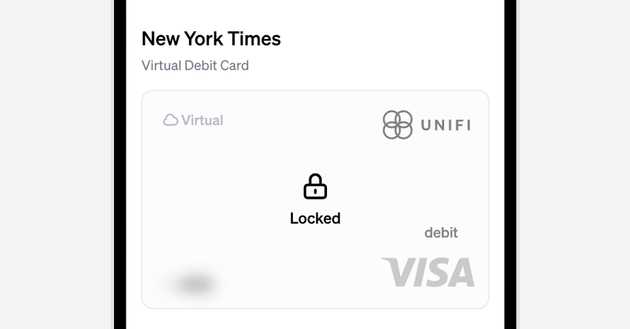 Locked virtual card