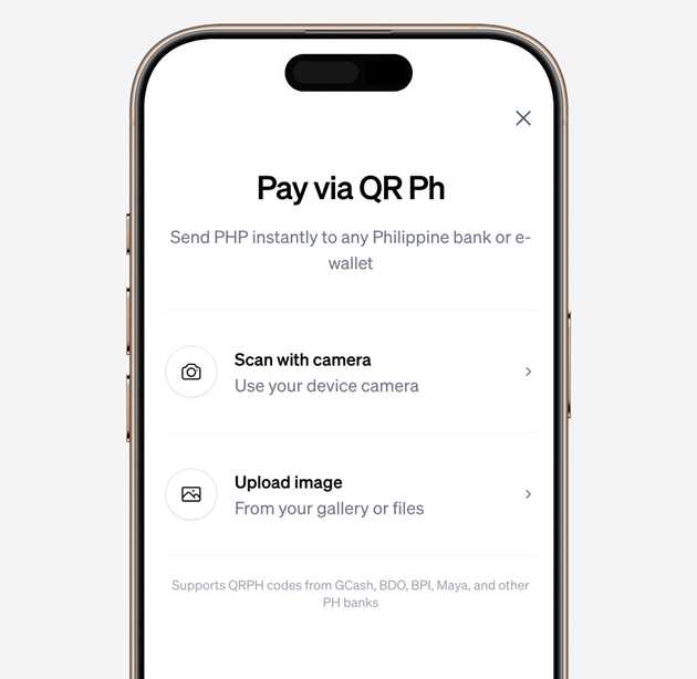 QR Ph deposit in UniFi app